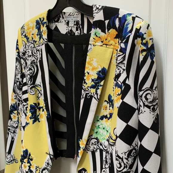 Alberto Makali🖤💛 Caged Cropped Jacket Crop Flower Stripe Courtly Check Baroque